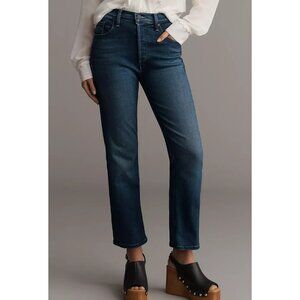 NEW MOTHER THE TRIPPER Dark Blue Cropped Straight Jeans